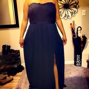 David's Bridal Strapless Lace Dress